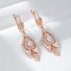 Изящные серьги-капли цвета розового золота для женщин, с кристаллами в виде цветов, белым натуральным цирконом, аксессуары, повседневные винтажные украшения