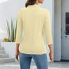 Women's Fashion Casual Lapel Short 3/4 Sleeve Solid Color Shirt Women's Button Up Tops
