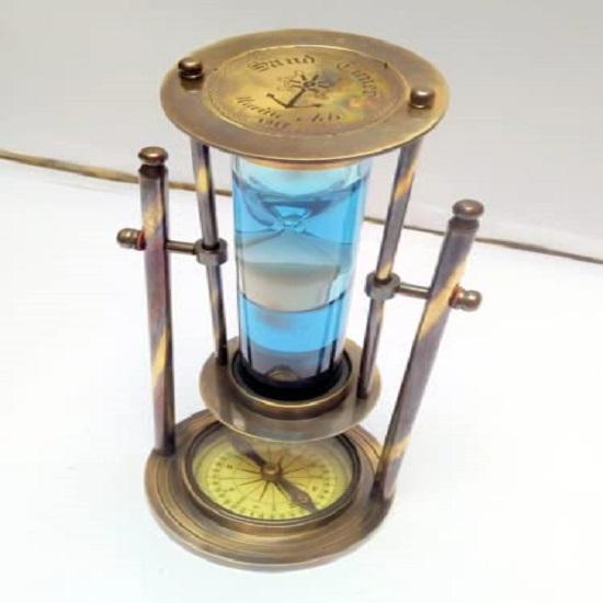 Морской латунный 22,86 см синий жидкостный песочный таймер корабль морской песочные часы основа компас подарочный товар