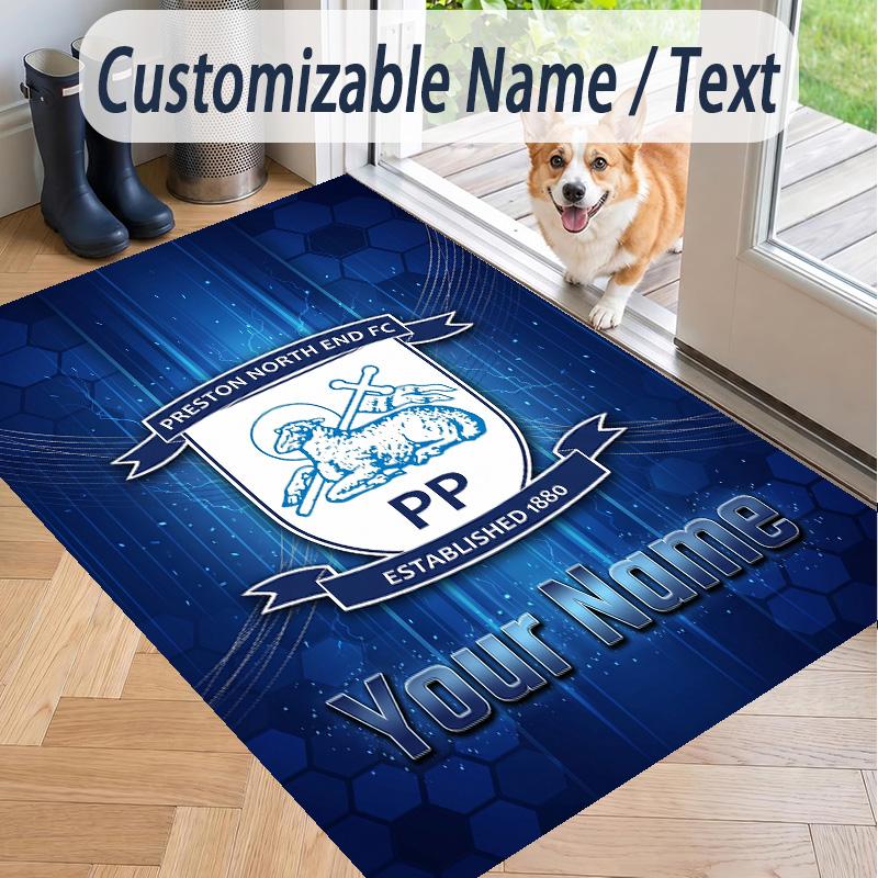 Custom Text Printed Rug Preston North End Non Slip Floor Carpet For Home Room Decor