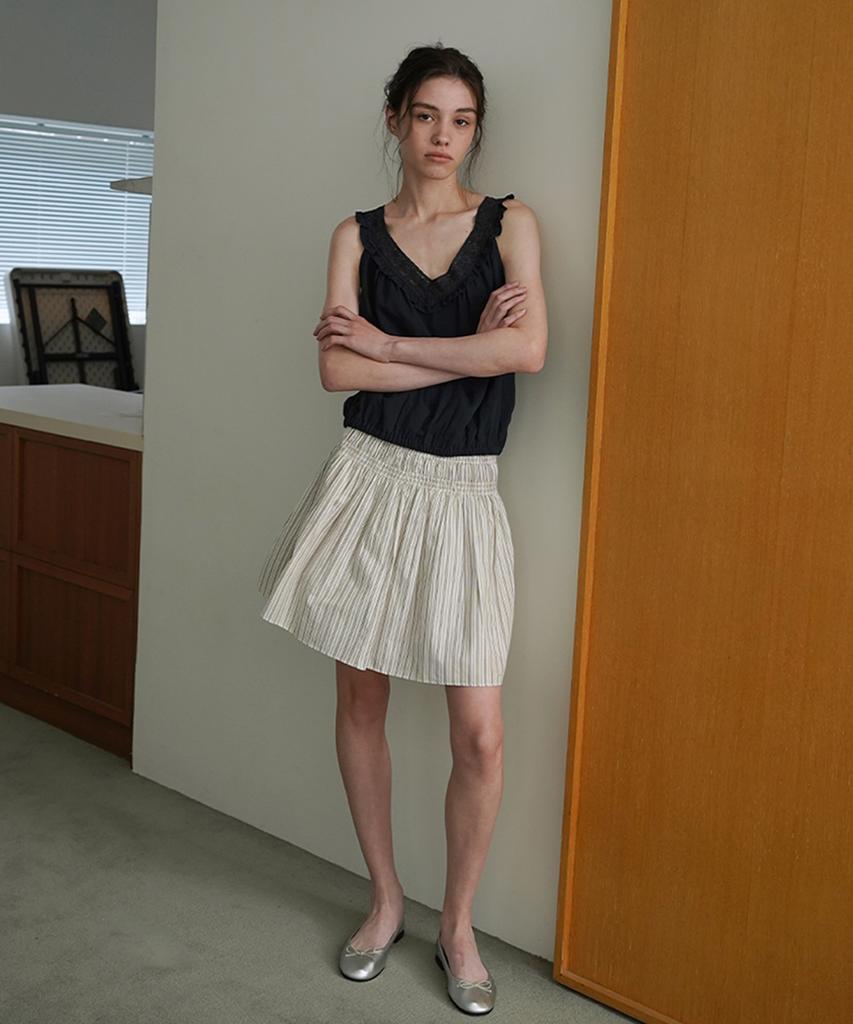 Without Summer Striped Flare Skirt_Ivory