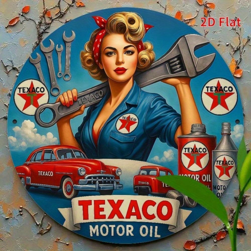 Винтажная металлическая жестяная вывеска Texaco Pin Up Girl Ретро Гараж Americana Настенное искусство