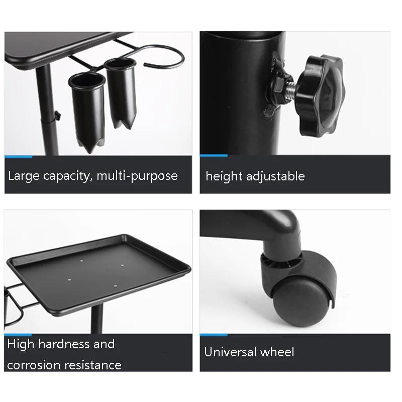 Тележка для красоты, тележка для хранения инструментов, портативная профессиональная регулируемая тележка для инструментов для нейл-арта, парикмахерская, тату-тележка, стойка, креативная