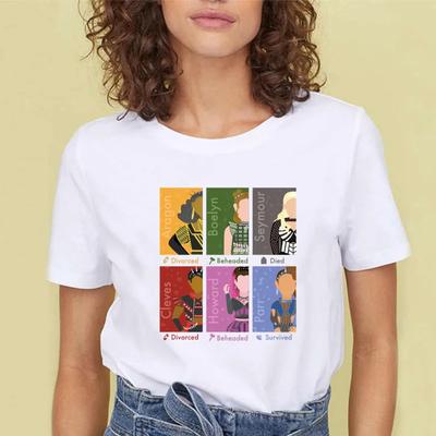 SIX The Musical Королевы Письмо Хип-хоп Принт Футболка Повседневная Футболка с круглым вырезом для женщин Короткий рукав Модная женская футболка