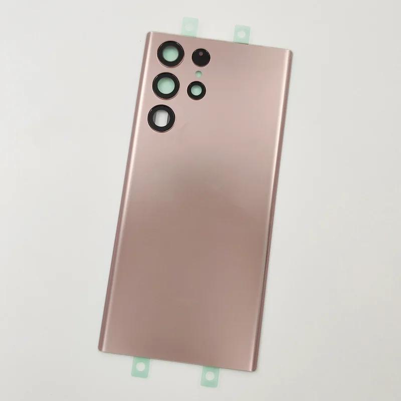 For Samsung Galaxy S22 Ultra 5G Matte Glass Battery Cover Rear Lid Back Door Housing + Original Camera Lens Glue Adhesive