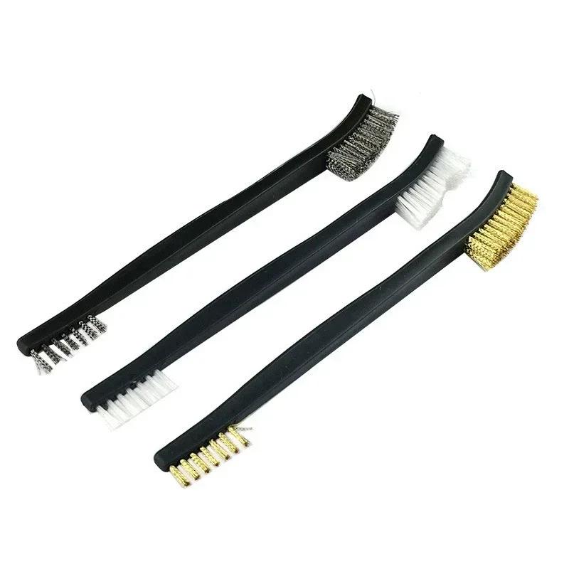 3/12/18Pcs Cleaning Tool Double-End Mini Wire Brush Set Stainless Steel Brass Nylon Cleaning Polishing Detail Metal Rust Brush