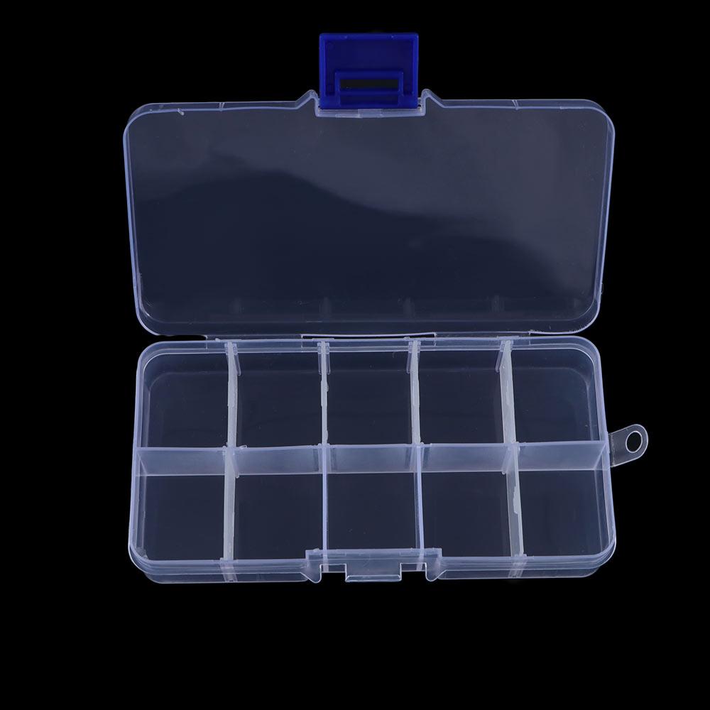 Square Storage Case Transparent Plastic Storage Box Fishing Box Fishing Tackle Box 10 Compartments