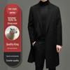 Men's Long Wool Double-Faced High Collar Windbreaker - Warm Knee-Length Autumn/Winter Coat