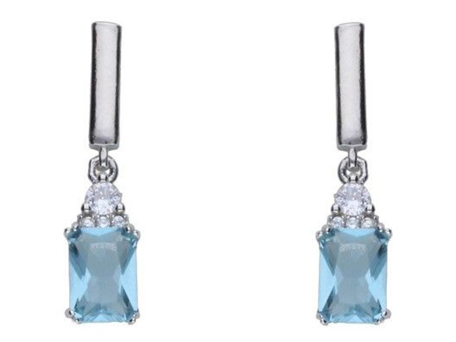 Silver Square Earrings with Cubic Zirconia Women' Rhodium-Plated Studs Silver 925