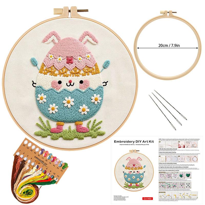 Easter Embroidery Handmade Diy Material Bag Fabric Art European Embroidery Flower And Grass Kit Needle And Thread Set Novice