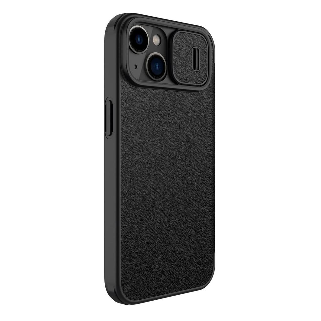 Nillkin Leather Pro Flip Case for iPhone 14 Plus - Black Camera Guard Cover