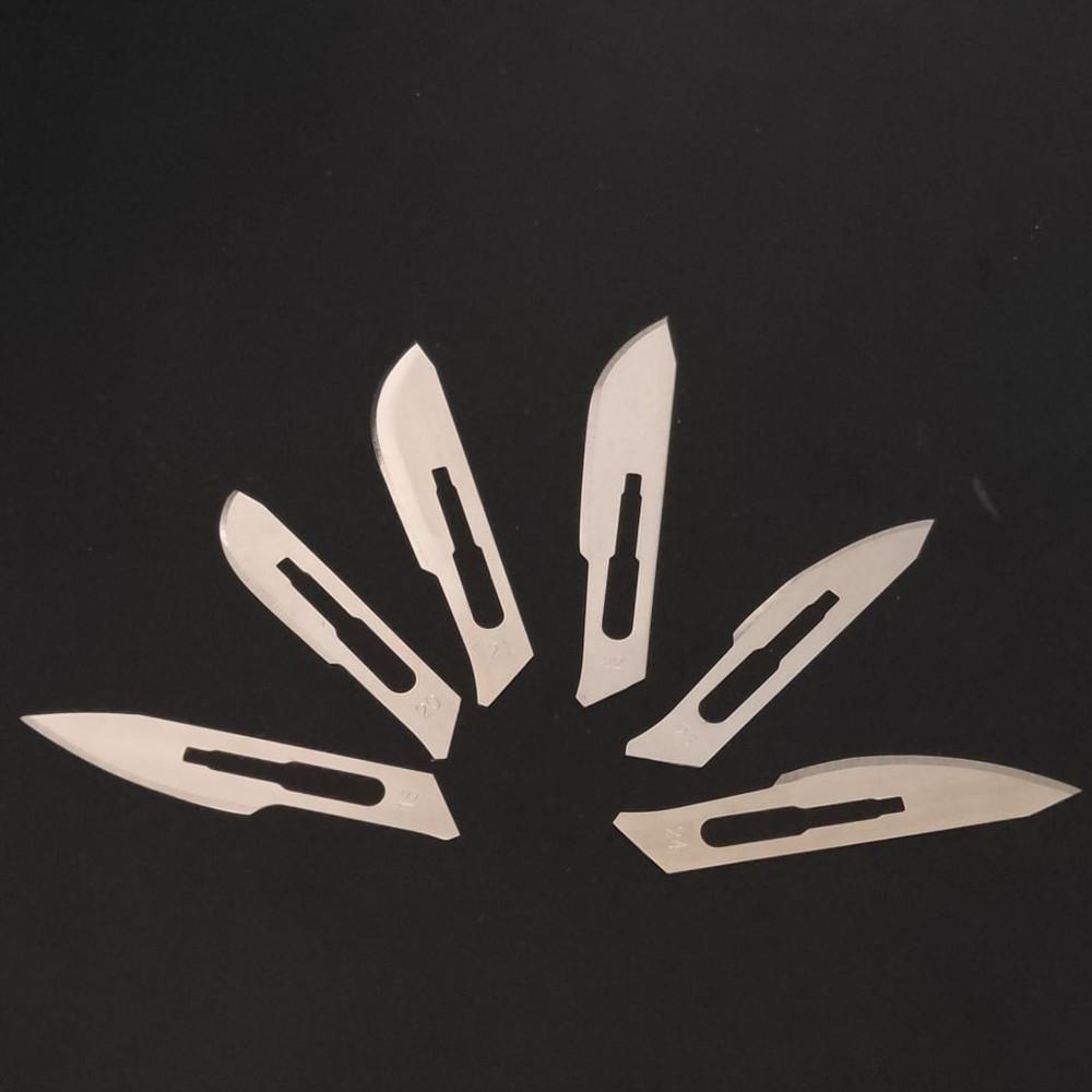 100 шт., лезвия для стоматологического скальпеля, углеродистая сталь, стоматологическое хирургическое лезвие, инструмент, стоматологическое лезвие, ручка, автоклавируемые инструменты для стоматолога