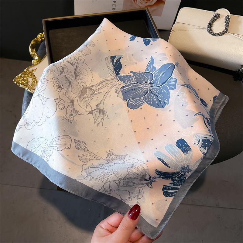 Silk Scarf for Women 70X70cm Square Scarf Sun Protection Shawl Versatile Neckerchief Headscarf Hair Band Accessories