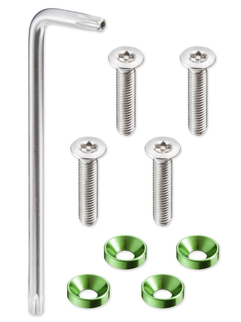 Freate License Plate Bolt License Frame Anti-Theft Screws M6 (Green, 25mm Thread)