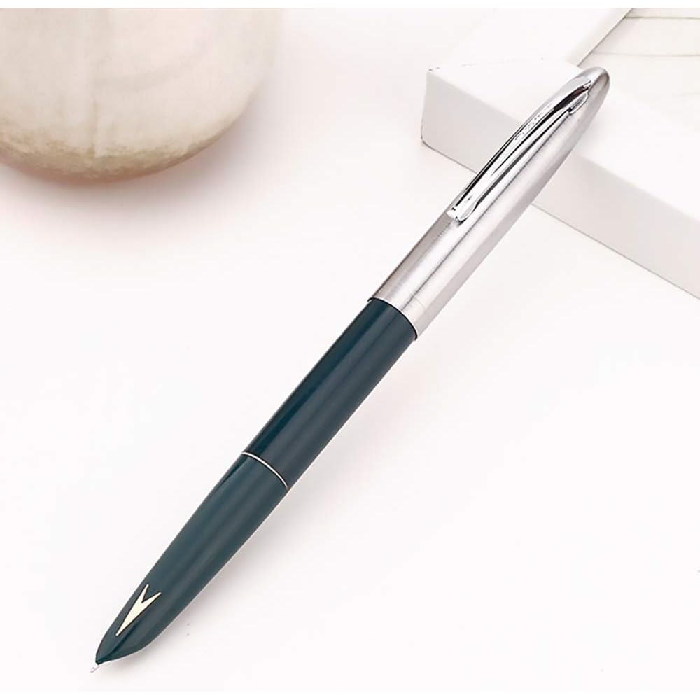 Lanxivi Набор из 3 подлинных перьевых ручек Hero 329 с тонким пером, узором в виде золотой стрелы и колпачком из нержавеющей стали