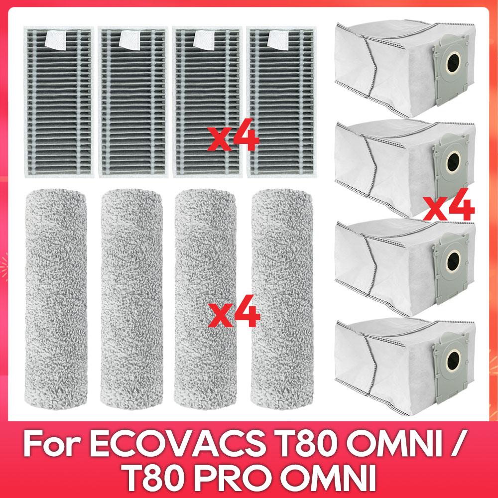 Подходит для ( ECOVACS T80 PRO OMNI / T80 OMNI ) Запчасти для пылесоса Основной ролик Ткань для швабры Боковая щетка Пылесборник HEPA-фильтр Аксессуары