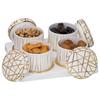 Airtight Dry Fruit Container Set- 4 Pieces (450mL Each), Snacks Serving Bowls with Tray, Classic White, Serving Tray with Bowls for Snacks