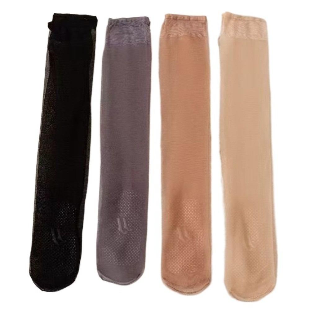 8Pairs Solid Long Tube Socks Streetwear Silky Calf Socks Comfortable Transparent Stockings  Summer