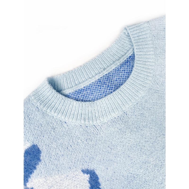 Женский осенне-зимний повседневный свитер с круглым вырезом и бантом, длинный рукав