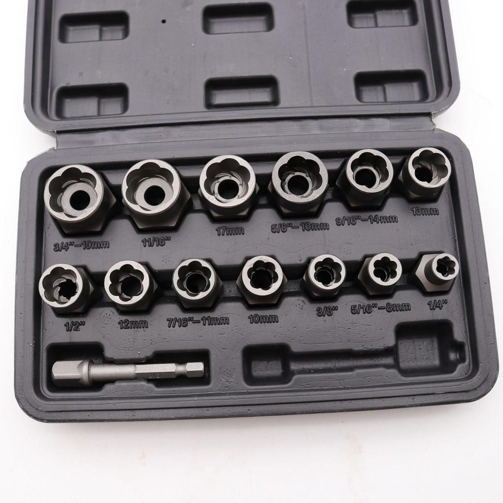 Набор из 14 экстракторов гаек и винтов для поврежденных и некомплектных крепежей