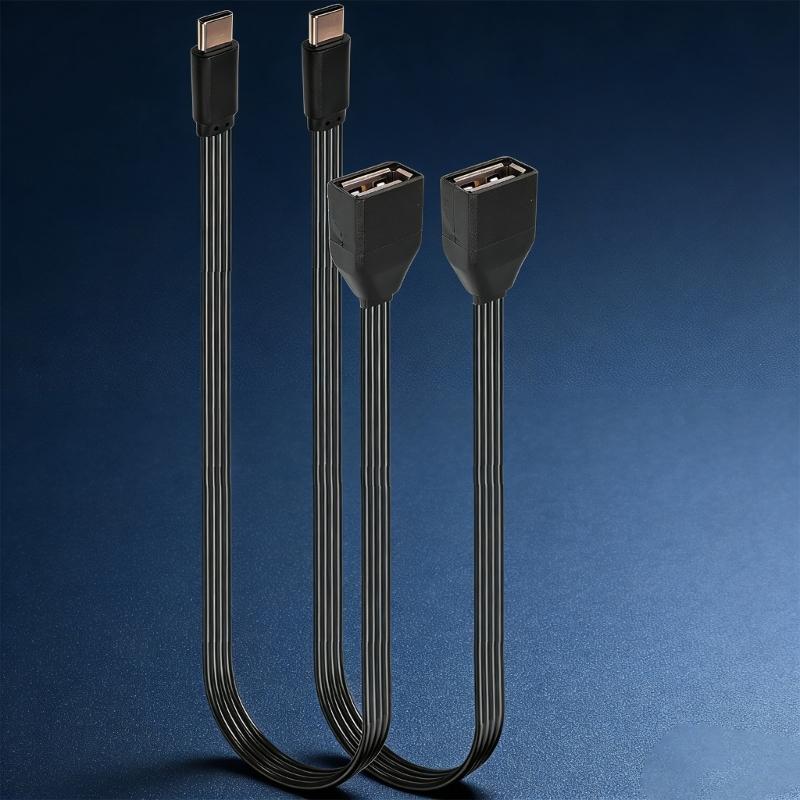 Плоский силиконовый OTG кабель-адаптер Type C на USB 2.0 для подключения флешек, кардридеров, мышей, клавиатур
