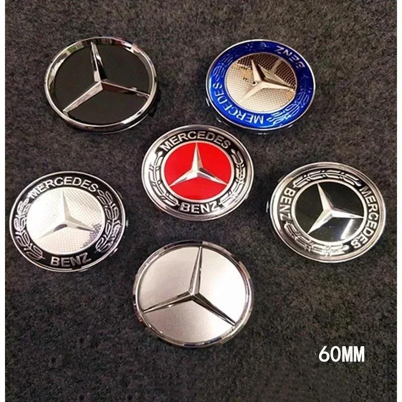 Car Sticker For Mercedes Benz 4pcs 60MM Car Wheel Center Hub Caps Cover decorate Accessories For MERCEDES BENZ AMG W204 W126 W20