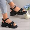 Women Sandals 2025New Buckle Summer Ladies Shoes Solid Pleated Open Toe High Heels Water Proof Sandals Women Sandalias De Mujer