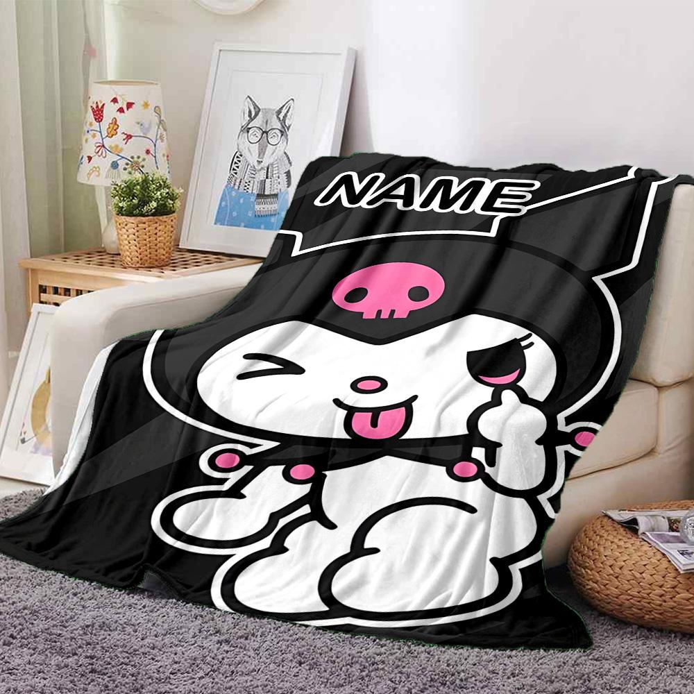 Customizable Kuromi2 Throw Blanket – Personalized Name, All-Season Cozy Snug Blanket, Machine Washable, Personalized Blanket