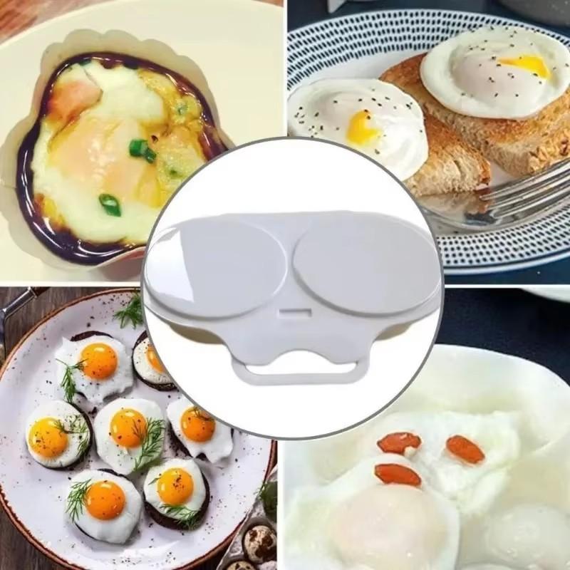 1pc Microwave Egg Maker with 2 Cavity Food Grades Plastic Microwave Cooking Eggs Steamer Kitchen Gadgets Fried Egg Tool