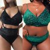 Women Plus Size Bikini New Fat Mm Large Size Green Leopard Print Strap Shoulder Strap Bikini