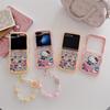 Мягкий защитный чехол из поликарбоната Hello Kitty с ремешком для серии Samsung Galaxy Z Flip