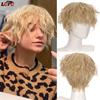 Synthetic Short Hair Men's Curly Wig With Bangs Cosplay Boys Wigs For Daily Party Black Pink Anime High Temperature Hair