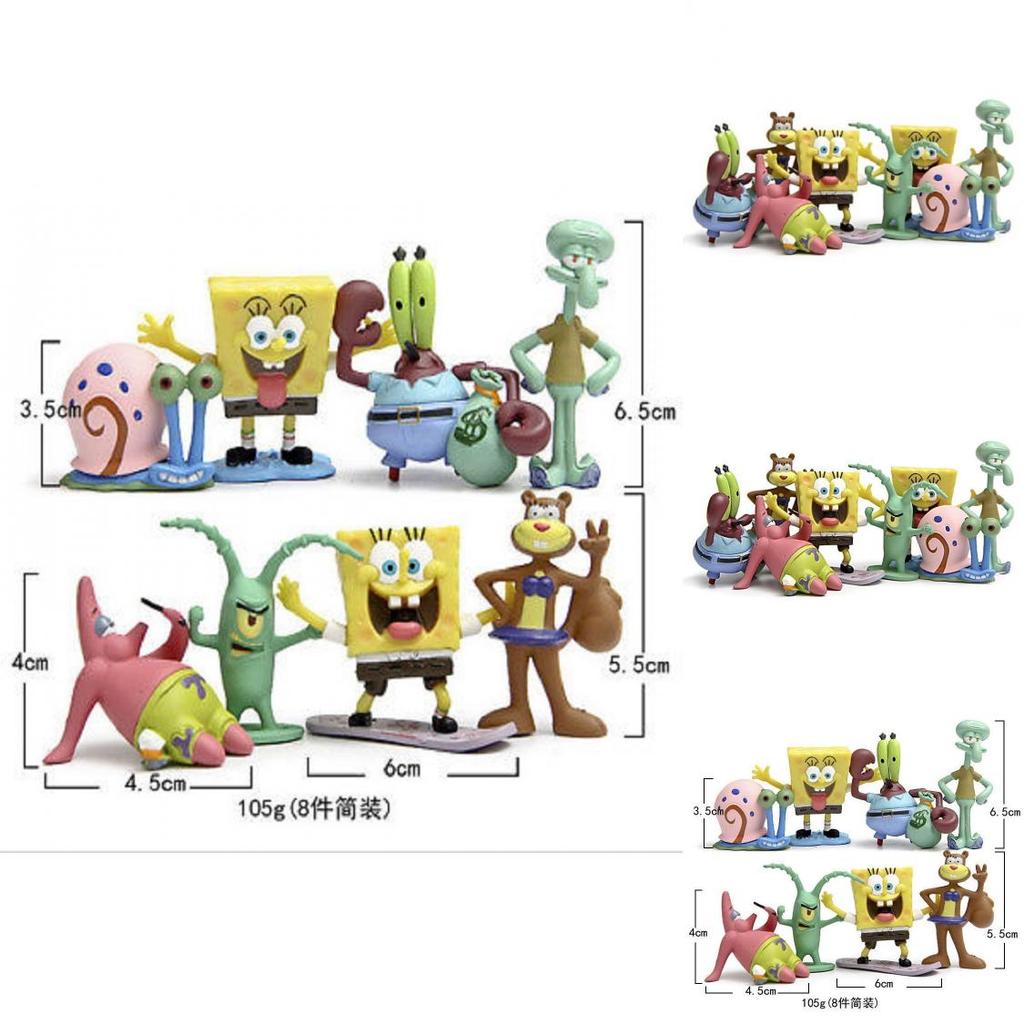 Mini Figures Of Spongebob Squarepants Patrick Star Squidward Pvc Figure Toy Set 8pcs/lot