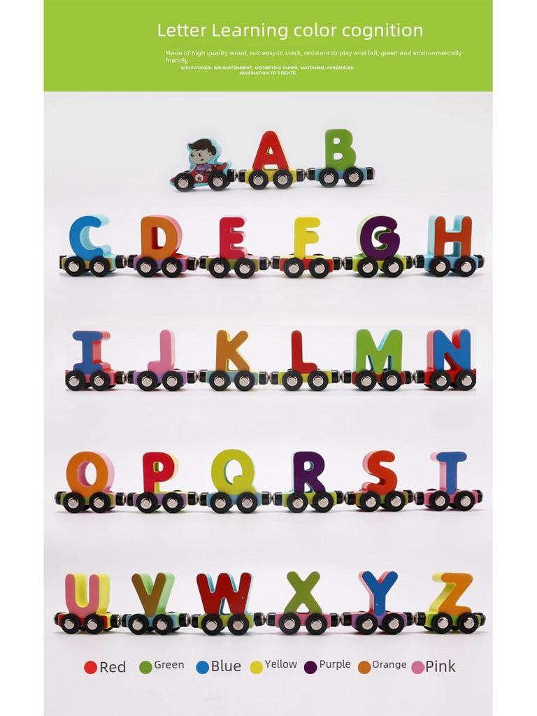 Magnetic Wooden Train with Letters & Numbers - Educational Toy for Ages 1-3
