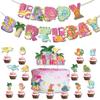 3D Pink Dinosaur Balloon Set Birthday Party Banner Cake Insertion Dinosaur Balloon Party Decoration Supplies