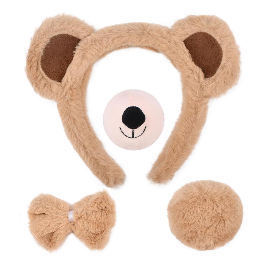 Halloween Animal Ears and Tail Set Holiday Masquerade Pig Costume Props for Kids and Adults