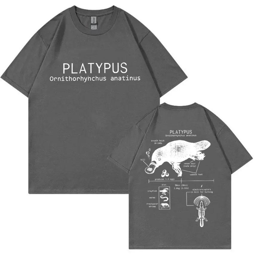 Funny Platypus Anatomy Graphic T-shirt Unisex Women Casual Oversized Short Sleeve T Shirts Unisex's Vintage Cotton T-shirts Streetwear