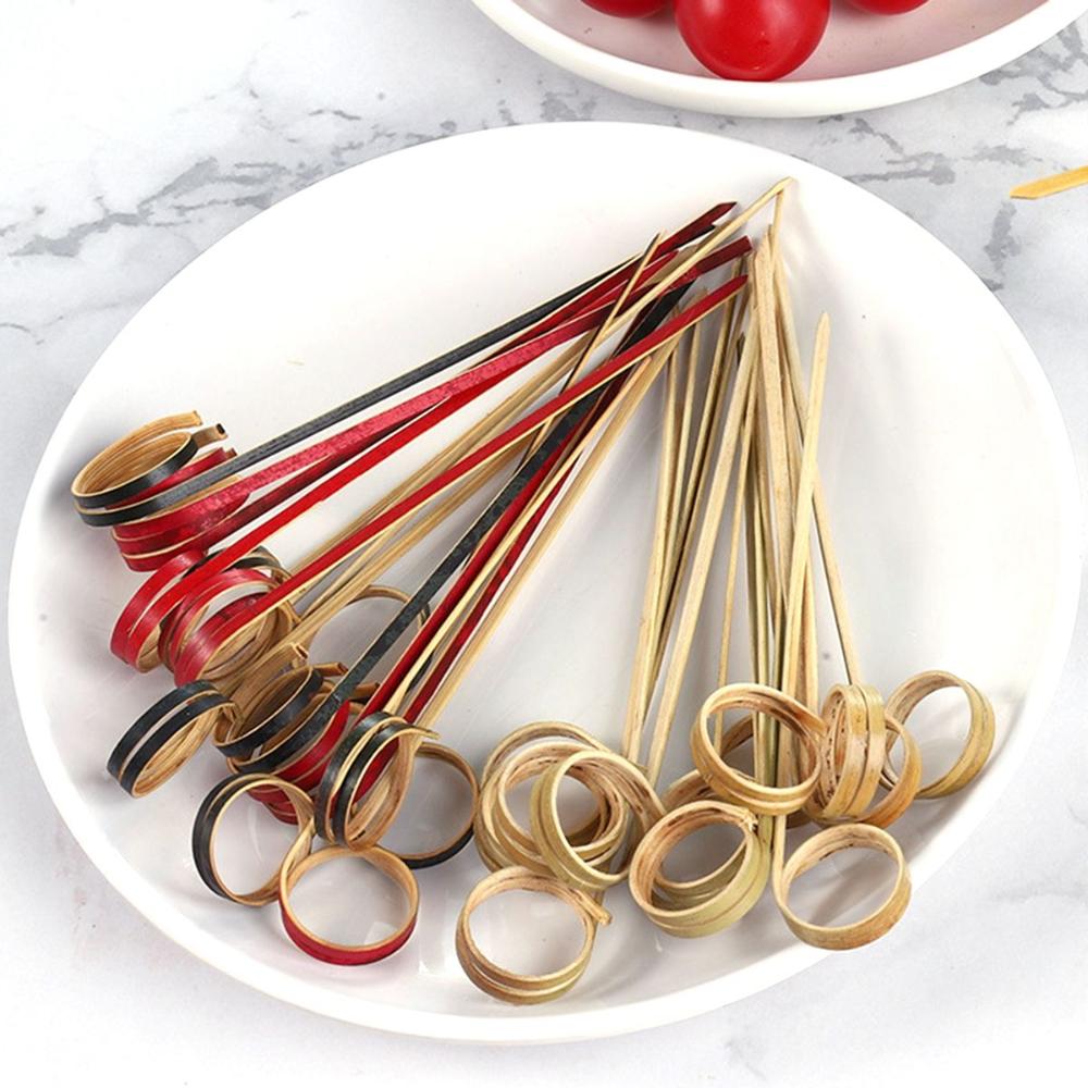 Disposable Decorative Eco-friendly Appetizers Picks Fancy Sticks Ring Toothpick Cocktail Skewer