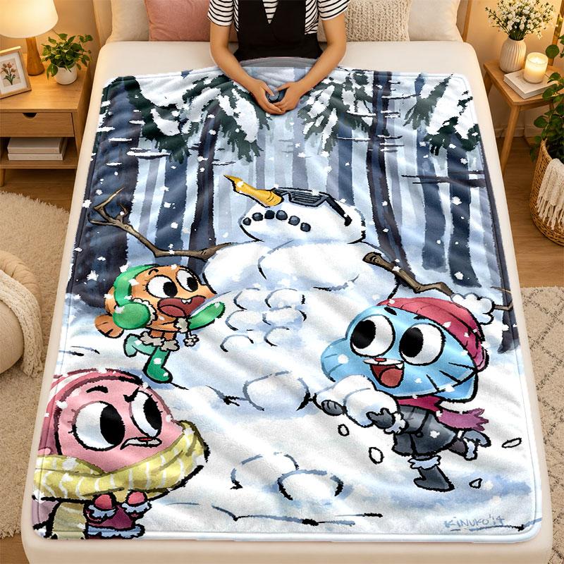 Flannel BlanketAmazing World of Gumball Warm Soft Throw Blanket for Indoor Sofa Bed Living Room Use