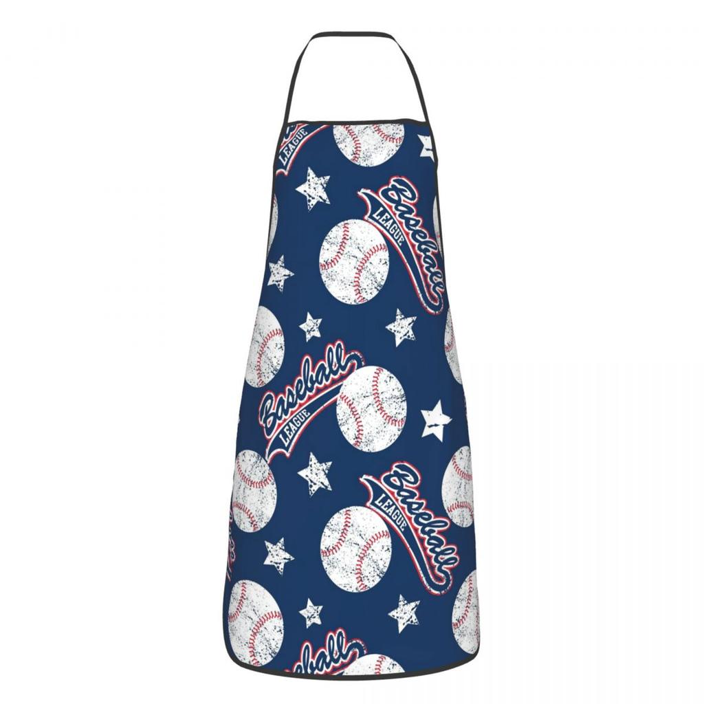 Baseball Football Printed Apron Chef Cooking Tablier Waterproof Bib Kitchen Cleaning Pinafore for Women Men Gardening