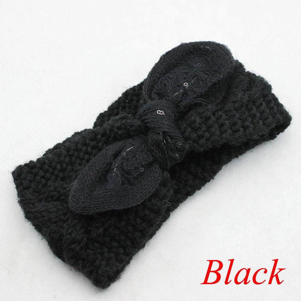 Богемская Женская Девичья Цветочная Повязка на Голову с Бантом и Ушками Кролика Тюрбан Вязаная Крючком Повязка на Волосы