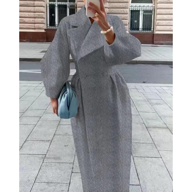 Женские модные повседневные однотонные куртки и пальто с воротником-поло на осень-зиму с длинным рукавом и принтом