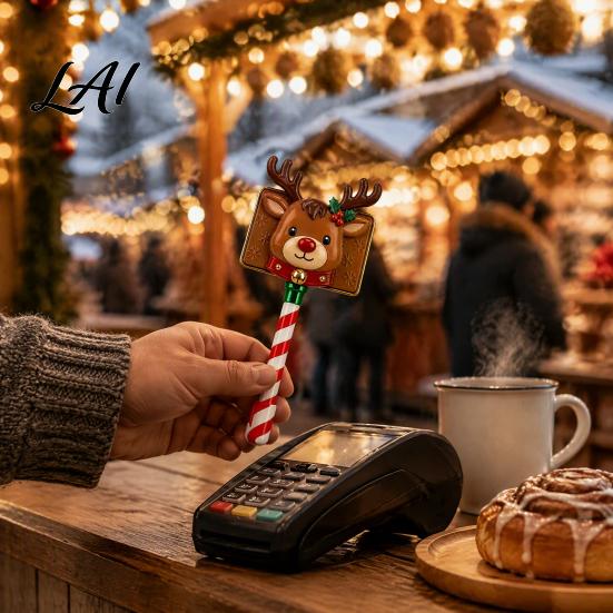 Christmas Character Payment Wand Wand Festive Credit Card Holder for Readers Reindeer Reader Accessory Snowman Snowflake Holiday Retail Accessory,