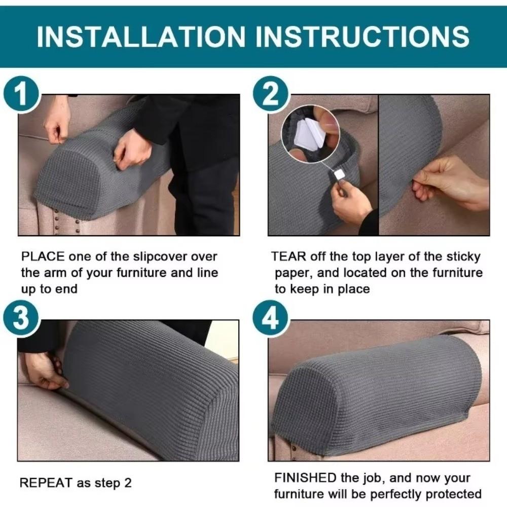 2Pcs Elastic Stretch Jacquard Sofa Arm Covers Dust-Proof Armchair Slipcovers Couch Cover  Sofa