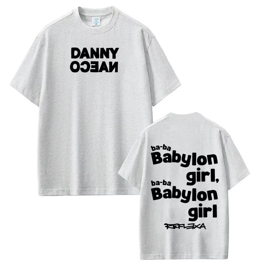 Графическая футболка Rapper Danny Ocean Tour 2026 Мужская Хип-хоп Мода Футболка Чистый Хлопок Короткий Рукав Повседневный Комфорт Уличная Одежда