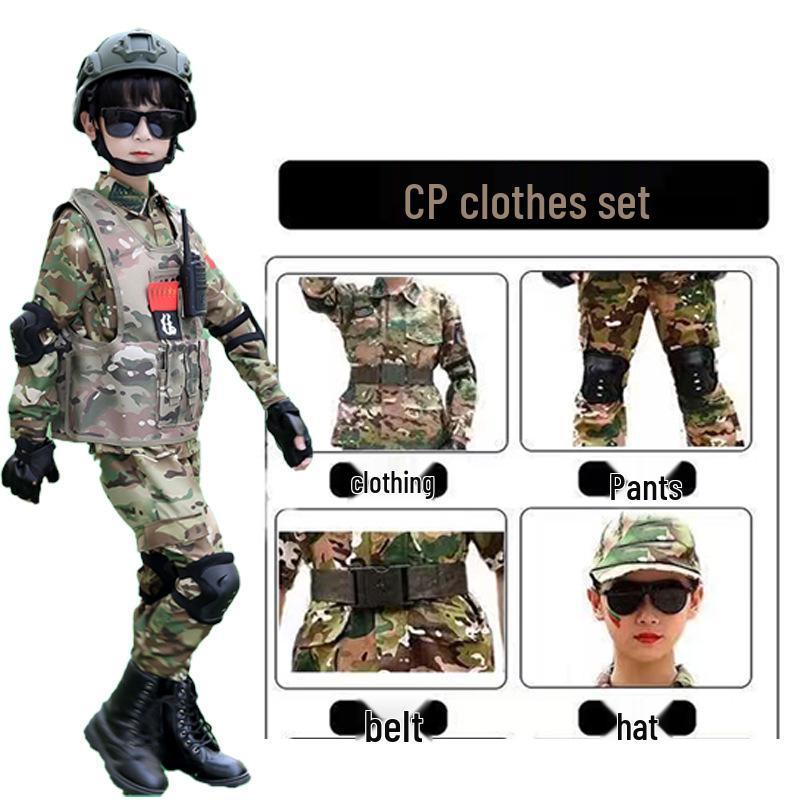 Детский камуфляжный тренировочный костюм «Маленький солдат»: Длинный рукав с военным жилетом