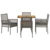 Garden Dining Set 5 pcs Grey Poly Rattan