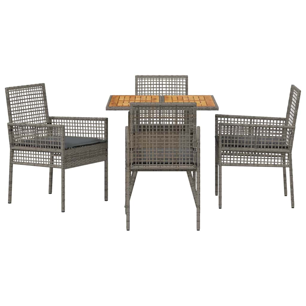 Garden Dining Set 5 pcs Grey Poly Rattan