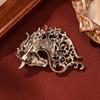 Retro Rhinestone Horse Brooch Pin Women Men Zinc Alloy Horse Head Lapel Pin Animal Sweater Dress Suit Clothing Accessories Jewelry Gift