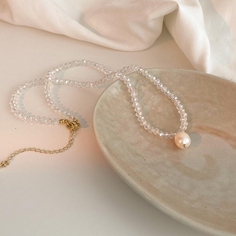 Shining Fake Crystal Pearl Choker Necklace For Girls Elegant Drop Chian Pendant Necklace Fashion Jewelry Gifts